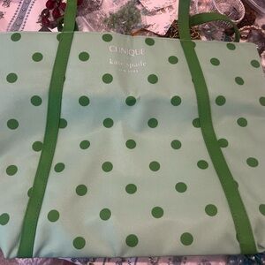 #27 KATE SPADE CLINIQUE New York Green Polka Dot Tote Bag